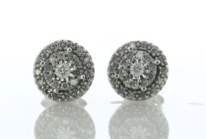 14ct White Gold Diamond Round Cluster Stud Earring 0.25