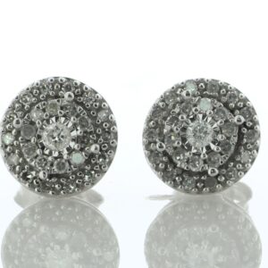 14ct White Gold Diamond Round Cluster Stud Earring 0.25