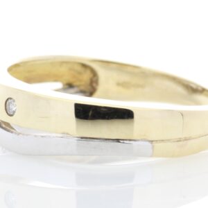 9ct Yellow Gold Single Stone Rub Over Set Diamond Ring 0.01 Carats