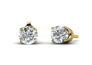 9ct Yellow Gold Single Stone Four Claw Set Diamond Earring 0.33 Carats