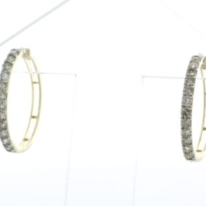 10ct Yellow Gold Claw Set Semi Eternity Diamond Hoop Earring 1.02