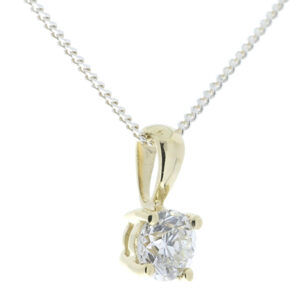 9ct Four Claw Set Diamond Pendant 0.20 Carats