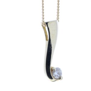 9ct Yellow Gold Wave  Diamond Set Pendant 0.18 Carats