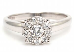 9ct White Gold Round Cluster Diamond Ring 0.50 Carats