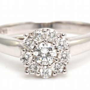 9ct White Gold Round Cluster Diamond Ring 0.50 Carats