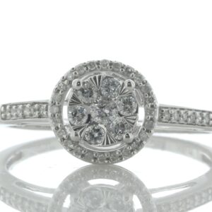 9ct White Gold Round Cluster Diamond Ring 0.25