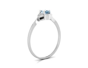 9ct White Gold Fancy Cluster Diamond Blue Topaz Ring 0.01 Carats