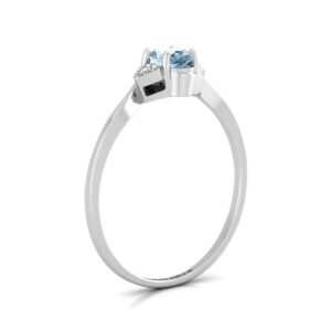 9ct White Gold Fancy Cluster Diamond Blue Topaz Ring 0.01 Carats