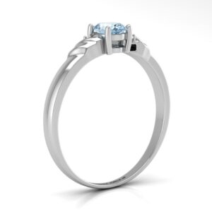 9ct White Gold Diamond And Blue Topaz Ring 0.01 Carats