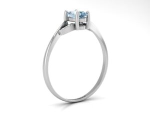 9ct White Gold Diamond And Blue Topaz Ring 0.01 Carats