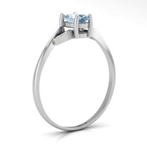 9ct White Gold Diamond And Blue Topaz Ring 0.01 Carats