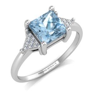 9ct White Gold Diamond And Blue Topaz Ring 0.06 Carats