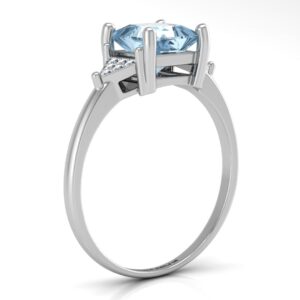 9ct White Gold Diamond And Blue Topaz Ring 0.06 Carats