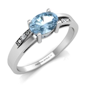 9ct White Gold Diamond And Blue Topaz Ring 0.01 Carats