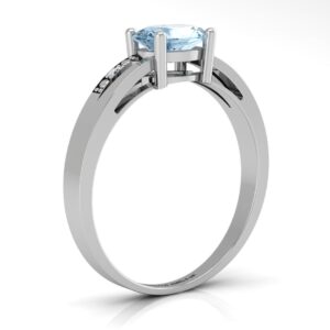 9ct White Gold Diamond And Blue Topaz Ring 0.01 Carats