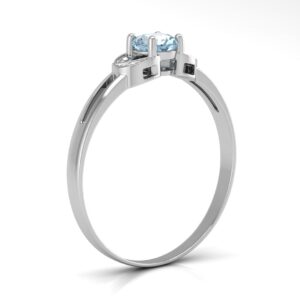 9ct White Gold Fancy Cluster Diamond And Blue Topaz Ring 0.01 Carats