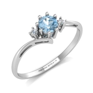 9ct White Gold Fancy Cluster Diamond And Blue Topaz Ring 0.01 Carats