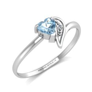 9ct White Gold Fancy Cluster Diamond And Blue Topaz Ring 0.01 Carats