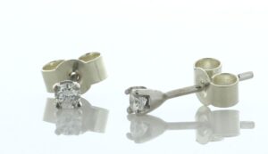 9ct White Gold Single Stone Wire Set Diamond Earring 0.10