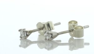 9ct White Gold Single Stone Wire Set Diamond Earring 0.10