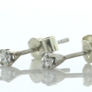 9ct White Gold Single Stone Wire Set Diamond Earring 0.10