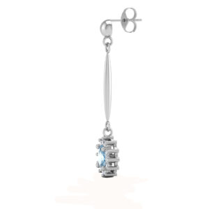 9ct White Gold Diamond And Blue Topaz Earring 0.12 Carats