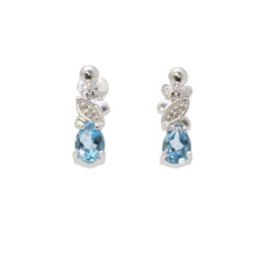 9ct White Gold Diamond And Blue Topaz Earring (BT0.86)  0.01