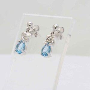 9ct White Gold Diamond And Blue Topaz Earring (BT0.86)  0.01