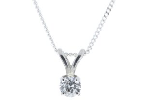 9ct White Gold Single Stone Claw Set Diamond Pendant 0.15 Carats