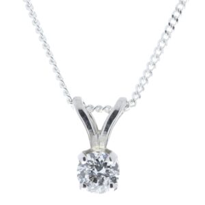 9ct White Gold Single Stone Claw Set Diamond Pendant 0.15 Carats