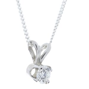 9ct White Gold Single Stone Claw Set Diamond Pendant 0.15 Carats