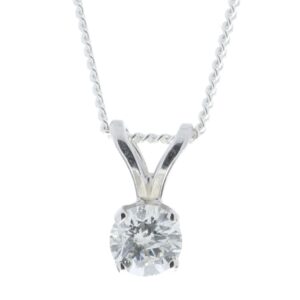 9ct White Gold Single Stone Claw Set Diamond Pendant 0.20 Carats