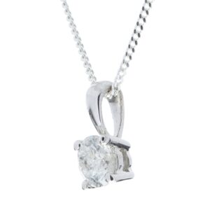 9ct White Gold Single Stone Four Claw Set Diamond Pendant 0.33 Carats