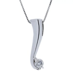 9ct White Gold Single Stone Fancy Claw Set Diamond Pendant 0.18 Carats