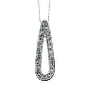 9ct White Gold Fancy Cluster Teardrop Shape Diamond Pendant 0.12 Carats