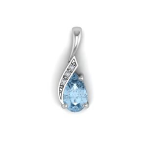 9ct White Gold Diamond And Blue Topaz Pendant (BT 0.96) 0.01