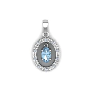 9ct White Gold  Diamond And Blue Topaz Pendant (BT0.25) 0.03