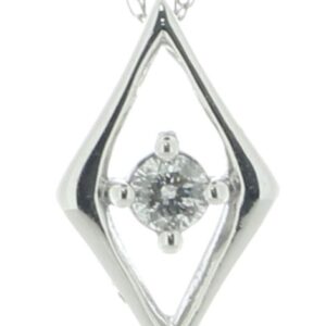 9ct White Gold Kite Shape Diamond Pendant And Chain 0.06