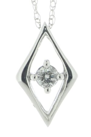 9ct White Gold Kite Shape Diamond Pendant And Chain 0.06