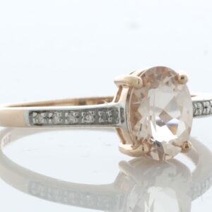 9ct Rose Gold Oval Cut Morganite and Diamond Ring (MG1.00) 0.04