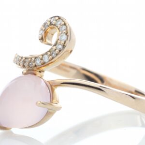 9ct Rose Gold Ladies Dress Diamond And Rose Quartz Ring (0.63) 0.09 Carats