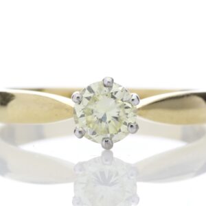 18ct Single Stone Fancy Vivid Yellow Claw Set Diamond Ring 0.56