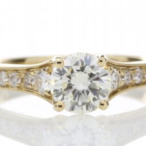 18ct Yellow Gold Single Stone Diamond Ring With Stone Set Shoulders (0.75) 1.06 Carats