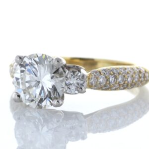 18ct Yellow Gold Single Stone Claw Set With Stone Set Shoulders Diamond Ring (1.64) 2.31 Carats