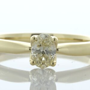 18ct Yellow Gold Single Stone Oval Cut Diamond Ring 0.42