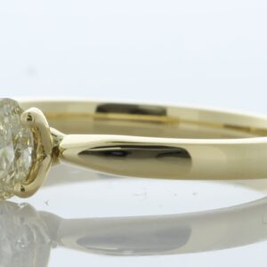 18ct Yellow Gold Single Stone Oval Cut Diamond Ring 0.42