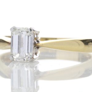 18ct Single Stone Emerald Cut Diamond Ring D SI3 0.72 Carats