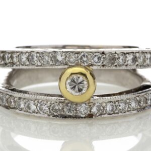 18ct White Gold Double Band Half Eternity Diamond Ring 0.74 Carats