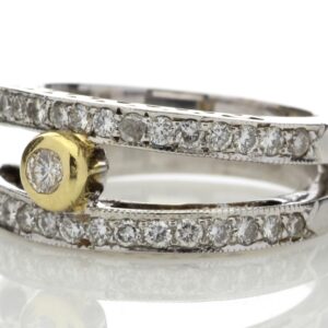 18ct White Gold Double Band Half Eternity Diamond Ring 0.74 Carats