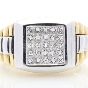 18ct Yellow Gold Gents Diamond Signet Ring 1.25 Carats